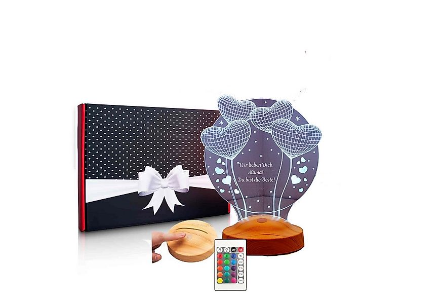 Geschenkelampe LED Nachttischlampe Ballon Herzen 3D Gravur mehrfarbiges Ges günstig online kaufen