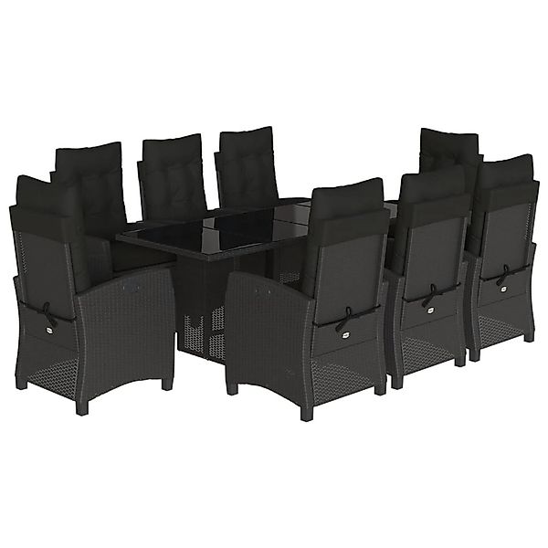 vidaXL 9-Tlg Garten-Essgruppe mit Kissen Schwarz Poly Rattan 3212685 günstig online kaufen