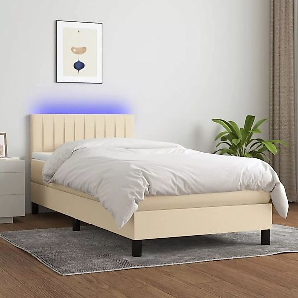 Vidaxl Boxspringbett Mit Matratze & Led Creme 100x200 Cm Stoff günstig online kaufen