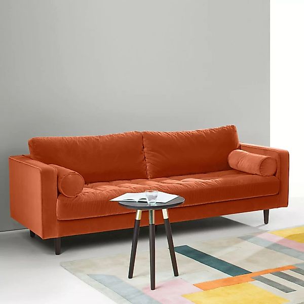 Scott 3-Sitzer Sofa, Samt in Rostorange - MADE.com günstig online kaufen