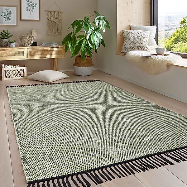 TaraCarpet Wollteppich Handwebteppich Borkum 100% Baumwolle, günstig online kaufen