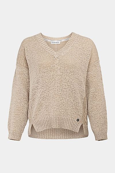 Zaubermond Strickpullover Strickpullover mit V-Ausschnitt KIESEL günstig online kaufen