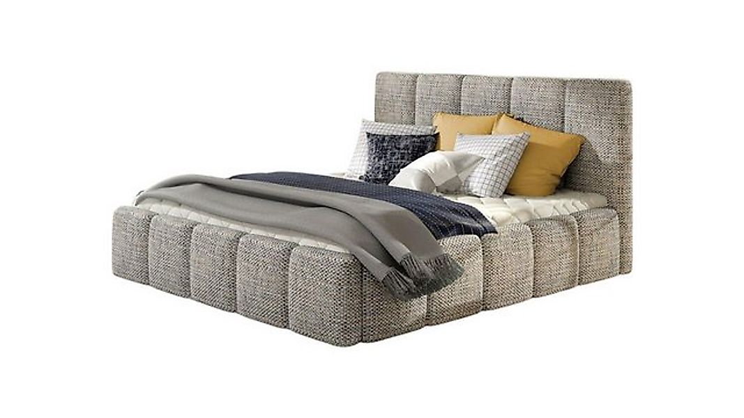 JVmoebel Bett Modernes XXL Betten Stil Hotel Doppel Leder 160 180x200cm Gra günstig online kaufen