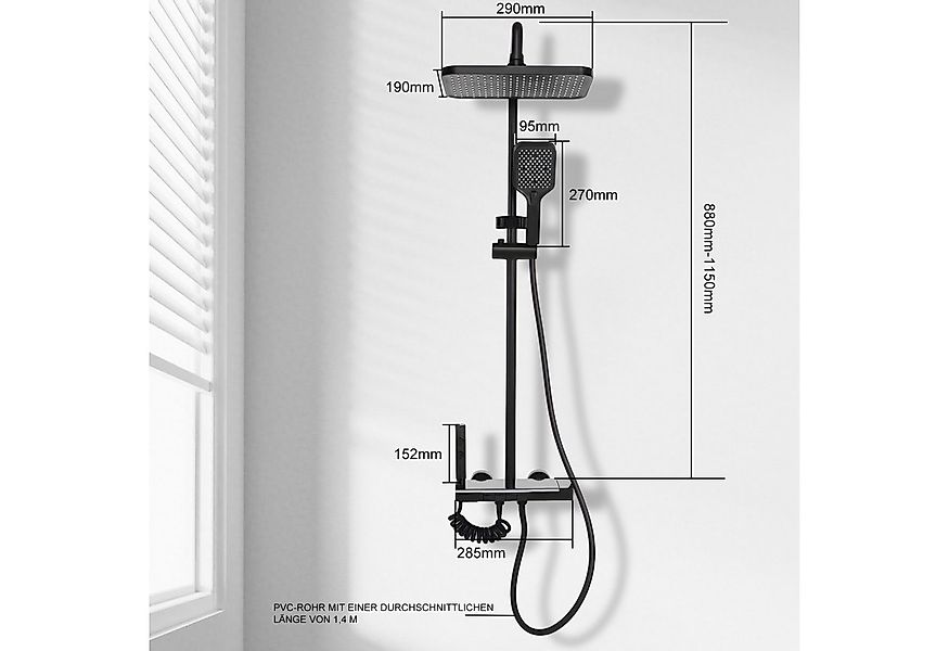 oyajia Brausegarnitur Duschsystem mit Thermostat, Klaviertaste, 4 Wasseraus günstig online kaufen