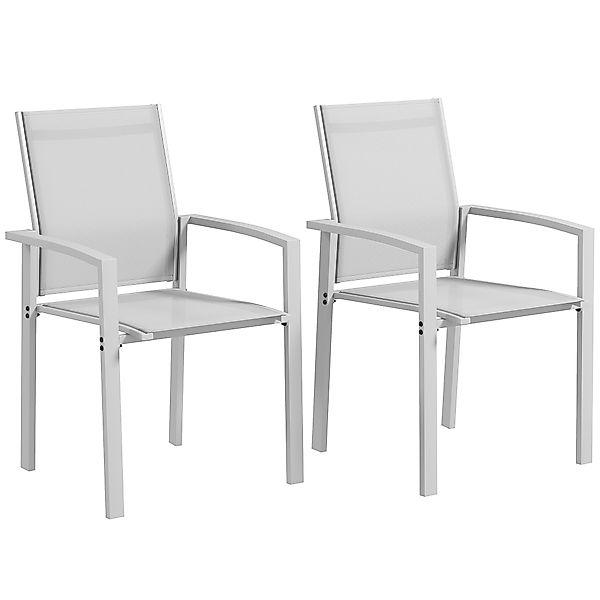 Outsunny Set 2 Stapelbare Gartenstühle mit Armlehnen, Essstühle aus Alumini günstig online kaufen