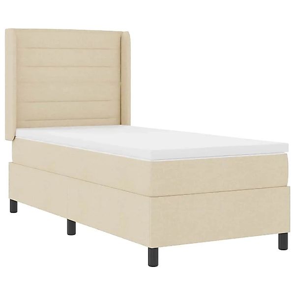 vidaXL LED Boxspringbett mit Matratze Creme 90 x 190 cm Stoff 3343418 günstig online kaufen