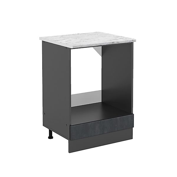 Vicco Herdumbauschrank R-Line Schwarz Beton/Anthrazit 60 cm AP Marmor günstig online kaufen