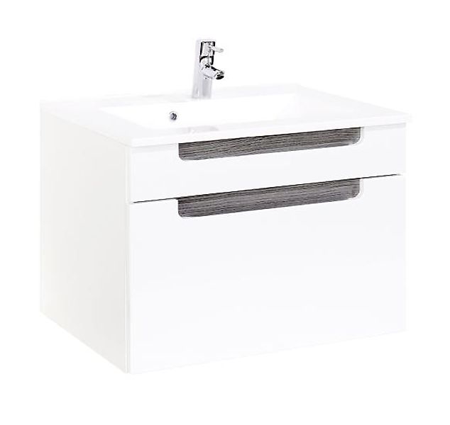 Waschtisch 80 inkl Waschbecken Siena von Held Möbel Weiss Hgl / Eiche Rauch günstig online kaufen