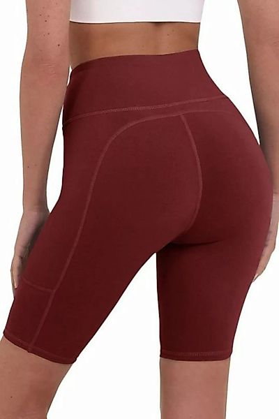 TCA 3/4-Hose TCA Damen Yoga-Shorts hohe Taille mit Handytasche - Cabernet, günstig online kaufen