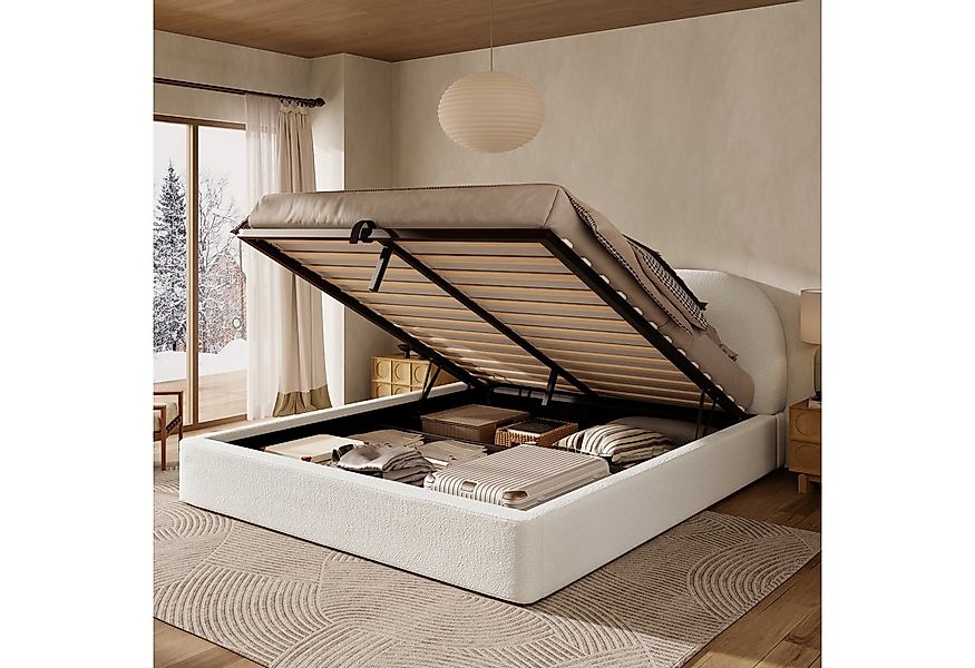 Flieks Polsterbett, Hydraulisches Stauraumbett Doppelbett 180x200cm gepolst günstig online kaufen