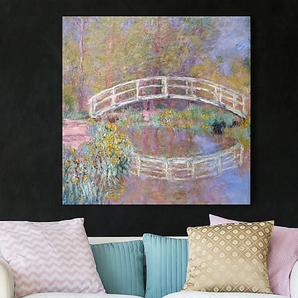 Leinwandbild Kunstdruck - Quadrat Claude Monet - Brücke Monets Garten günstig online kaufen