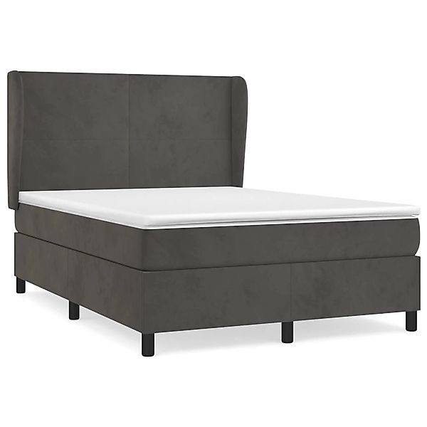 vidaXL Boxspringbett mit Matratze Dunkelgrau 140x200 cm Samt1376613 günstig online kaufen