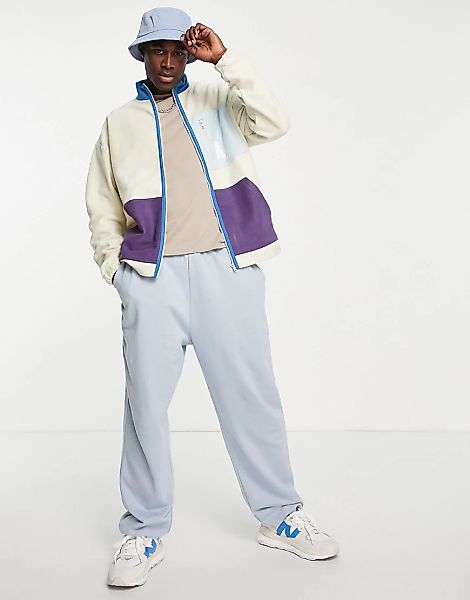 ASOS Actual – Oversize-Trainingsjacke aus Polarfleece in Ecru mit Farbblock günstig online kaufen
