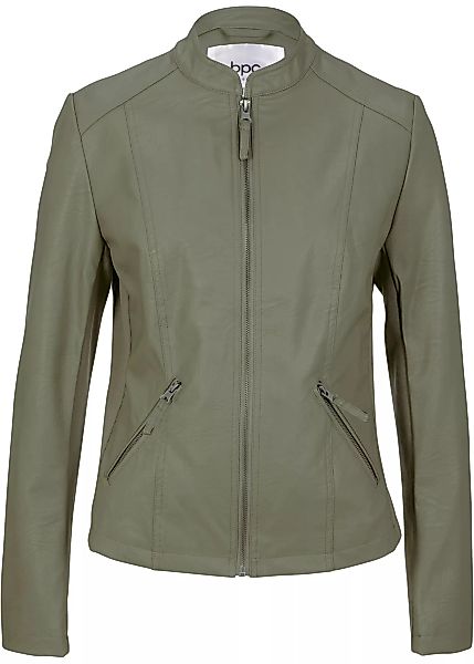 Leichte Lederimitat-Jacke mit seitlichen Stretcheinsätzen, tailliert günstig online kaufen