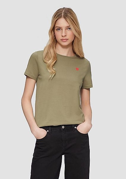 QS Kurzarmshirt T-Shirt Jerseyshirt mit Herz-Stickerei günstig online kaufen
