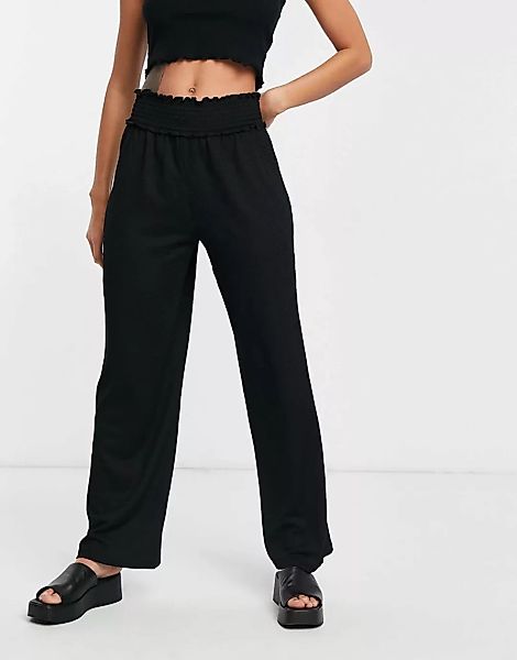 Vero Moda – Hose mit weitem Bein und elastischem Bund in Schwarz günstig online kaufen