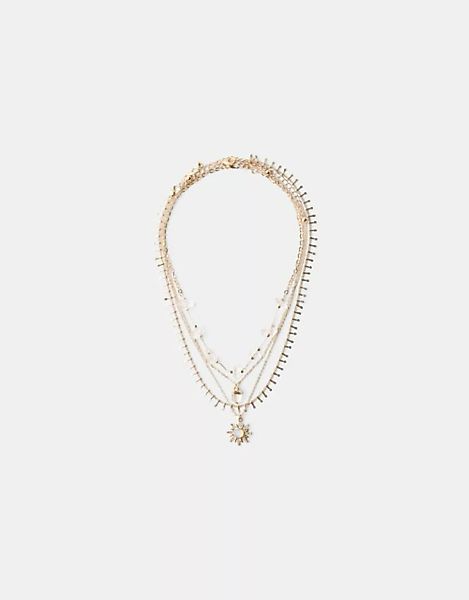 Bershka 4er-Pack Halsketten Mit Sonne Damen Gold günstig online kaufen