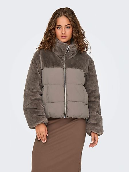ONLY Steppjacke "ONLWANJA – Jacke mit Plüschdetails und hohem Kragen", regu günstig online kaufen