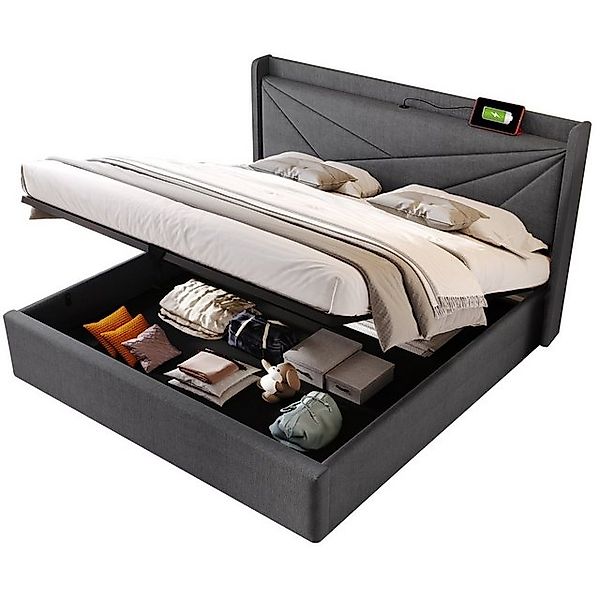 Gotagee Polsterbett Doppelbett USB+Typ-C 180x200cm Bettrahmen Flachbett Jug günstig online kaufen