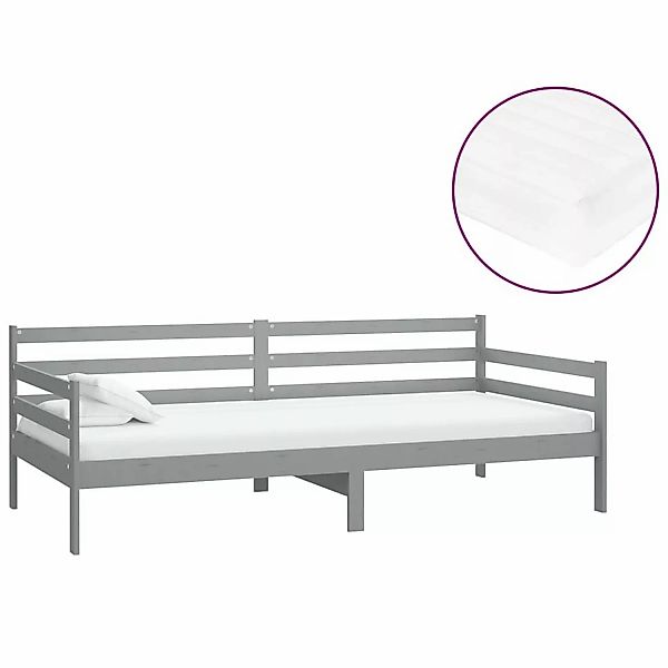 Tagesbett Mit Matratze 90x200 Cm Grau Massivholz Kiefer günstig online kaufen