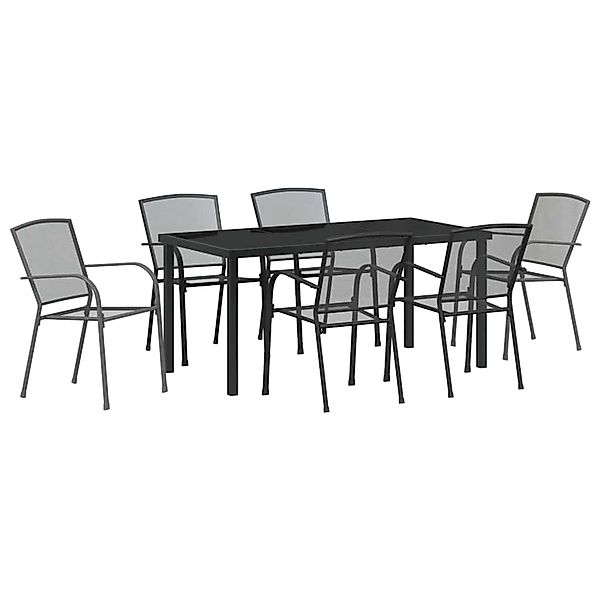 vidaXL Garten Essgruppe 7-Tlg Anthrazit Stahl 3379286 günstig online kaufen