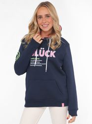 Zwillingsherz Hoodie "Glück" mit Schriftzug Glück günstig online kaufen