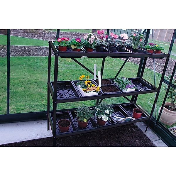 Halls Gestell für Anzuchtschalen 3 Sektionen 119 cm x 40 cm Schwarz günstig online kaufen