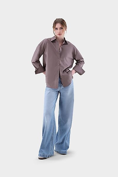 Hemdbluse mit überschnittenen Schultern günstig online kaufen