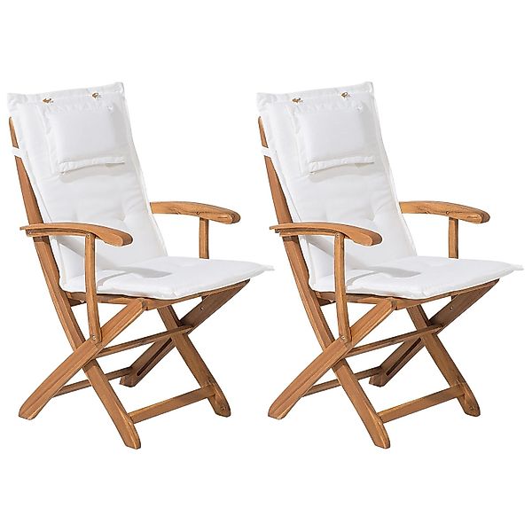 Beliani Gartenstuhl Heller Holzfarbton Weiss 48x42x93 günstig online kaufen