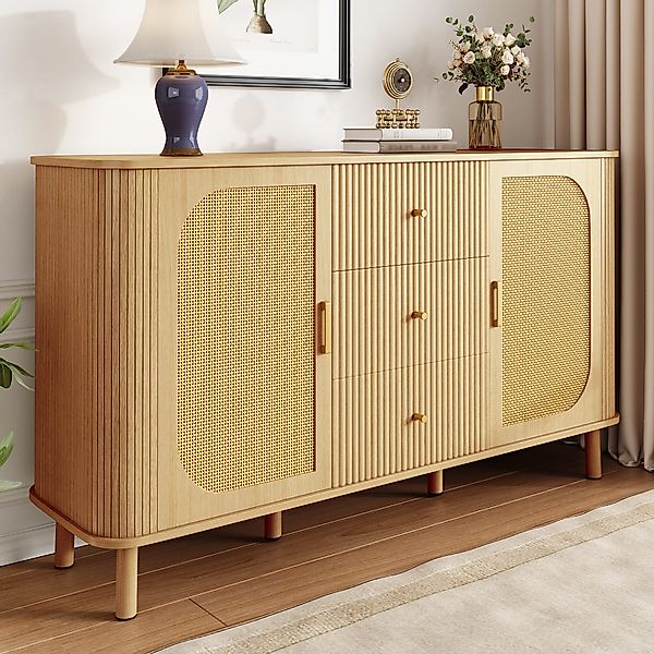 Merax Sideboard mit Metallbeinen in Holzmaserung, günstig online kaufen