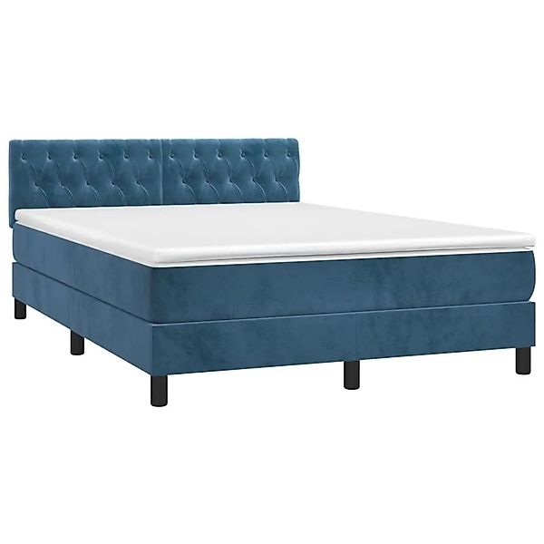 vidaXL Boxspringbett mit Matratze & LED Dunkelblau 140x190 cm Samt 3134583 günstig online kaufen