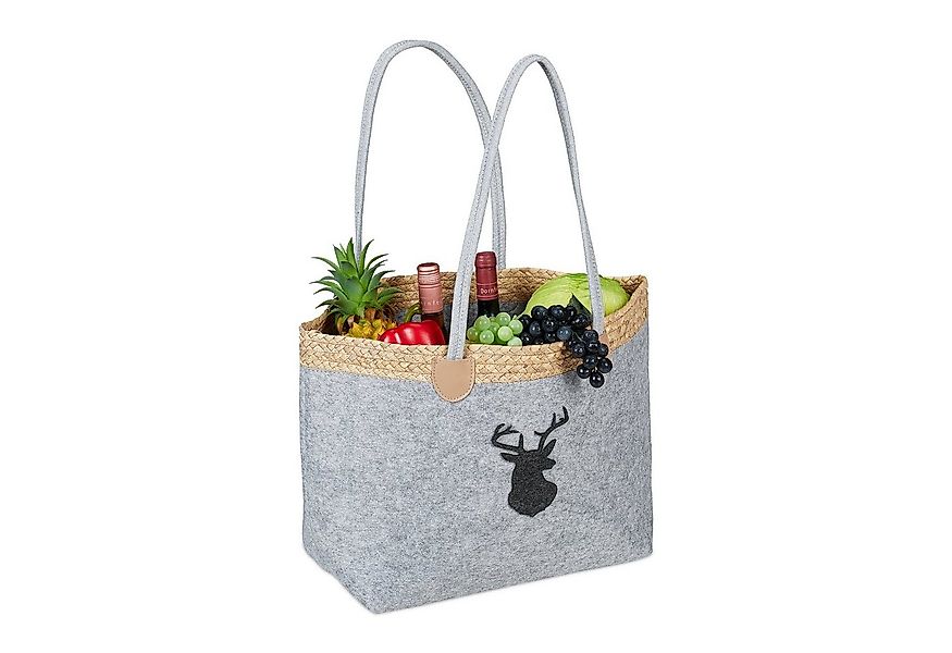 relaxdays Einkaufsshopper Filztasche mit Hirschmotiv günstig online kaufen