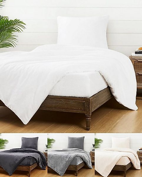 JACK Bettwäsche JACK Teddy Flausch 135x200cm Weiß Grau Anthrazit Blau, Micr günstig online kaufen