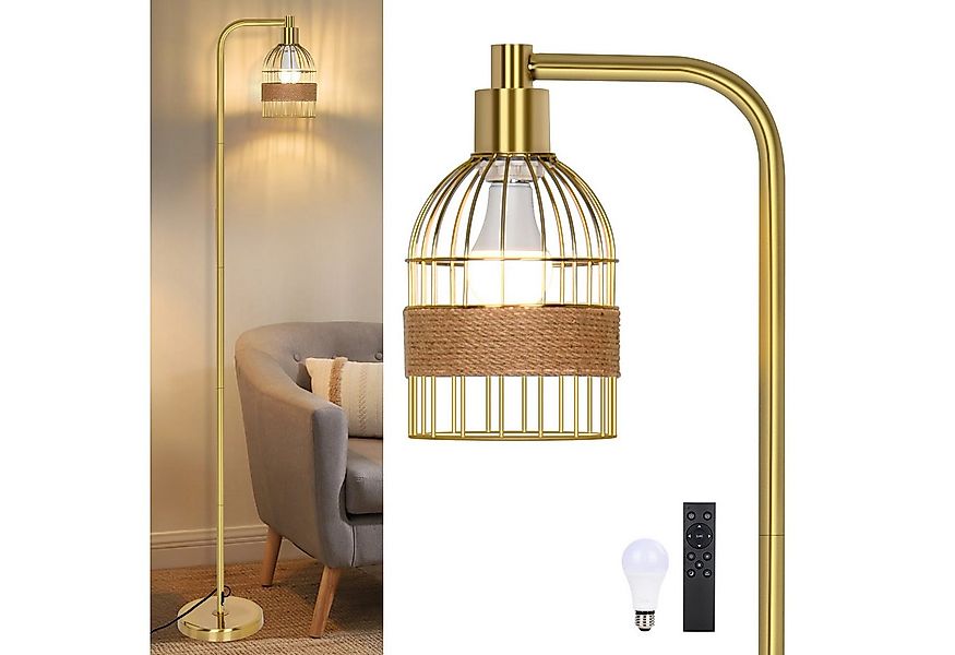MUPOO Stehlampe Gold Stehlampe Wohnzimmer Dimmbar,mit Glühbirne & Fernbedie günstig online kaufen