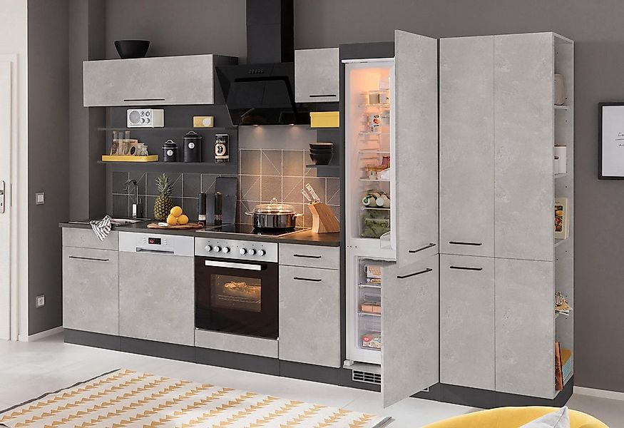 KOCHSTATION Küchenzeile KS-Tulsa, ohne E-Geräte, Breite 300 cm, schwarze Me günstig online kaufen