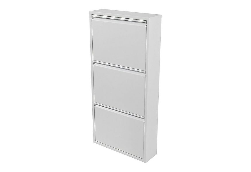 en.casa Schuhschrank »Sokndal« mit 3 Klappen Metall Weiß günstig online kaufen