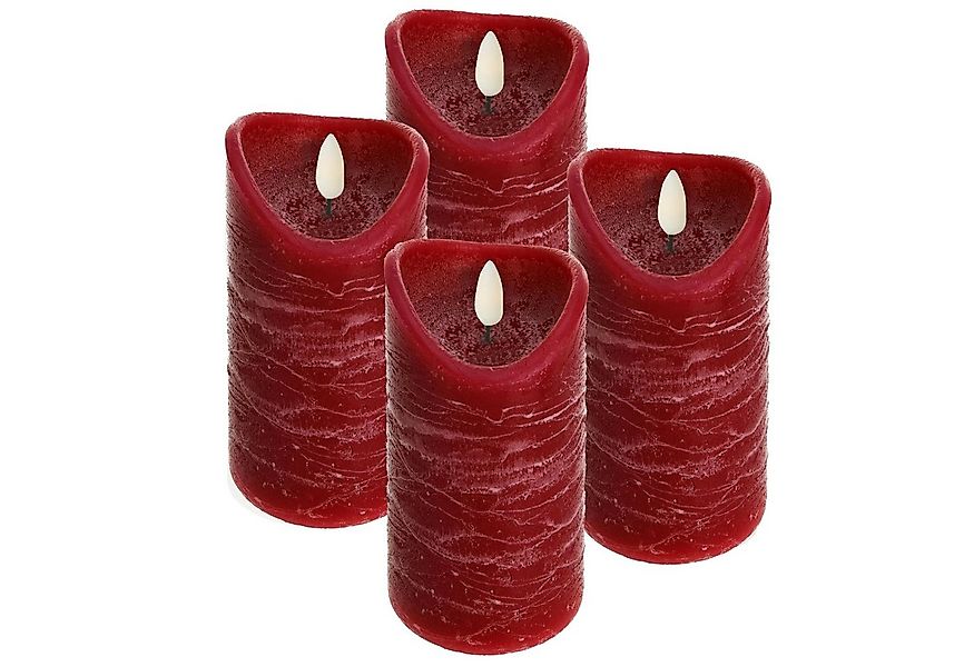 ToCi LED-Kerze LED Echtwachs Kerzen Set Timer schwarzer Docht Rot Ø7,5x12,5 günstig online kaufen