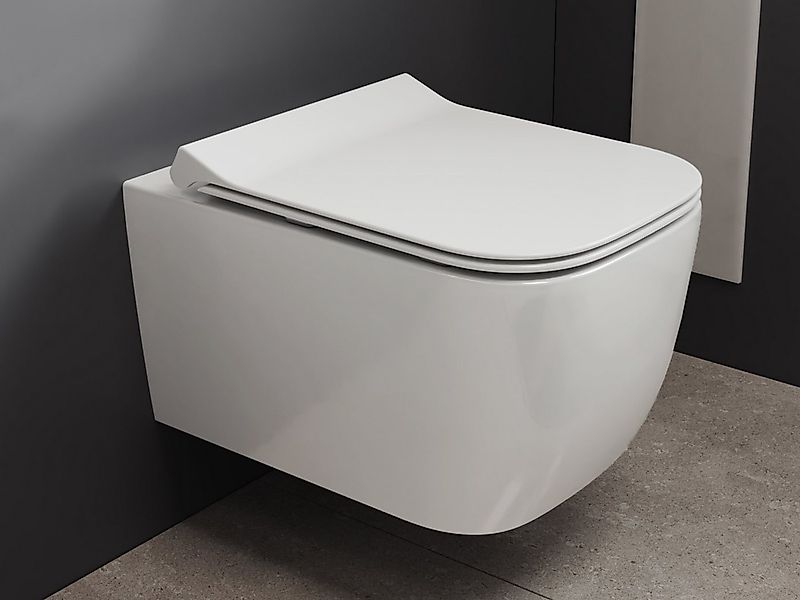 SSWW Tiefspül-WC Spülrandlose Wandtoilette mit Softclose-Duroplast-Sitz, wa günstig online kaufen