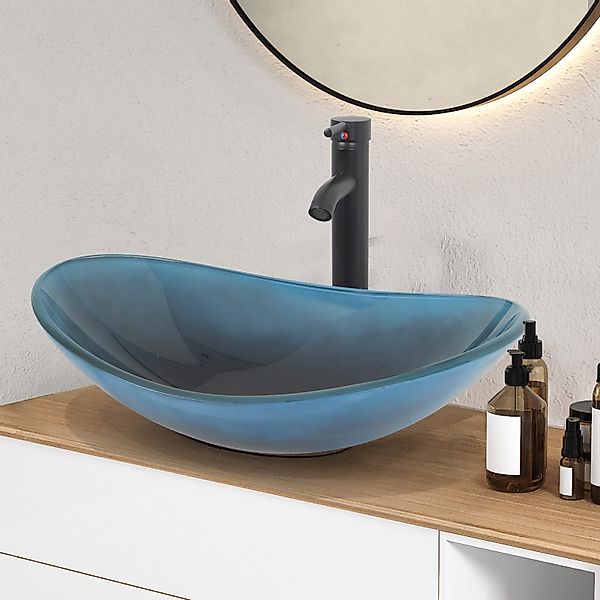 Puluomis Aufsatzwaschbecken Waschbecken Set mit Wasserhahn günstig online kaufen