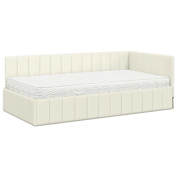 vidaXL Eckbettgestell mit Matratze Creme 100 x 200 cm Samt 3393875 günstig online kaufen