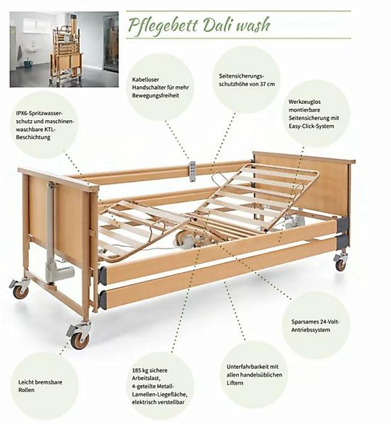 Burmeier Bett Pflegebett Dali wash Seniorenbett (Aufrichter, Seitenschutz u günstig online kaufen