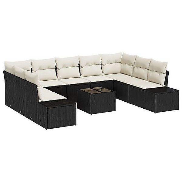 vidaXL Loungesofa 9-teiliges Garten-Sofa-Set mit Kissen in braunem Poly-Rat günstig online kaufen