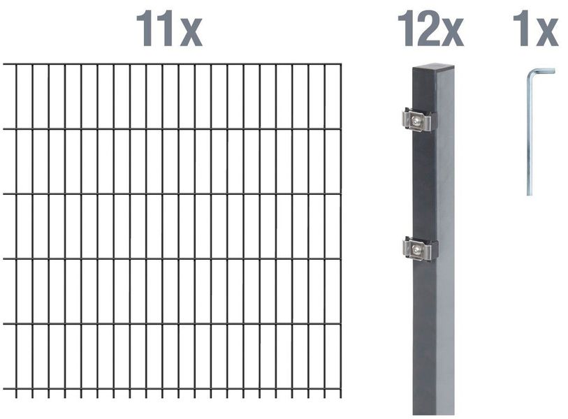 Alberts Doppelstabmattenzaun Grundset, (Set), Höhe: 80-160 günstig online kaufen