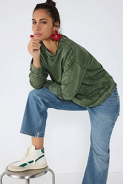 No Matter What Kapuzenpullover Basis Acid Wash Sweatshirt mit Fahrradkragen günstig online kaufen