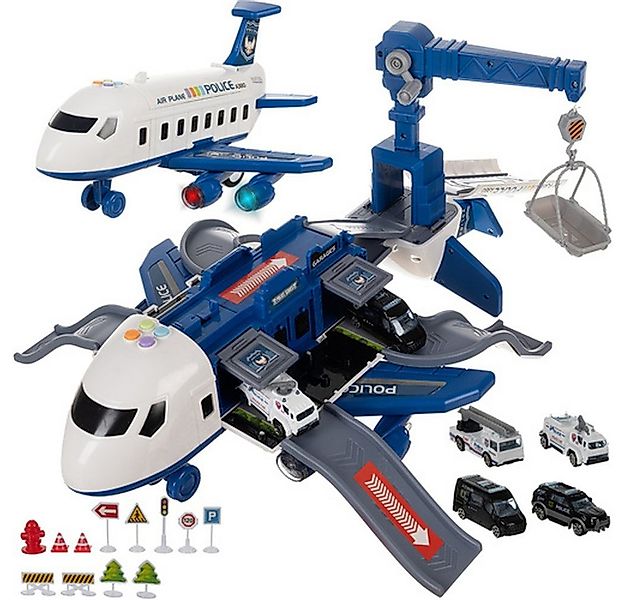 ISO TRADE Spielzeug-Flugzeug Klappbares Polizeiflugzeug Parkplatz, (Spar-Se günstig online kaufen