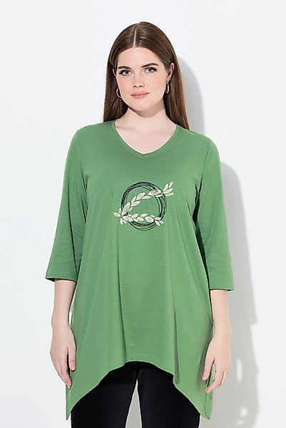 Ulla Popken Longshirt Shirt Stickerei V-Ausschnitt günstig online kaufen