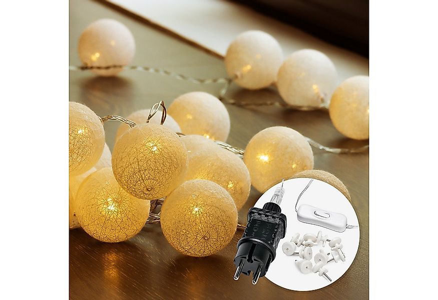 COZY HOME LED-Lichterkette Cotton Balls - Strombetrieben, 20 LED I 6m I War günstig online kaufen