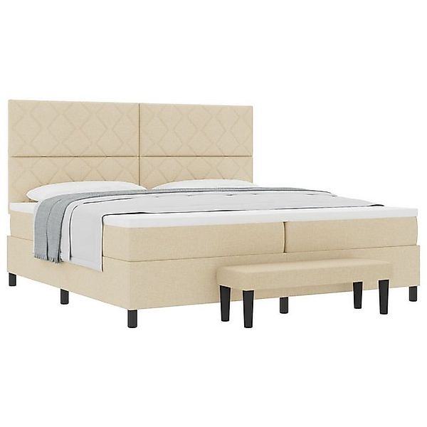 vidaXL Bett Boxspringbett mit Matratze & Bank Creme 200x200 cm Stoff (2-tlg günstig online kaufen