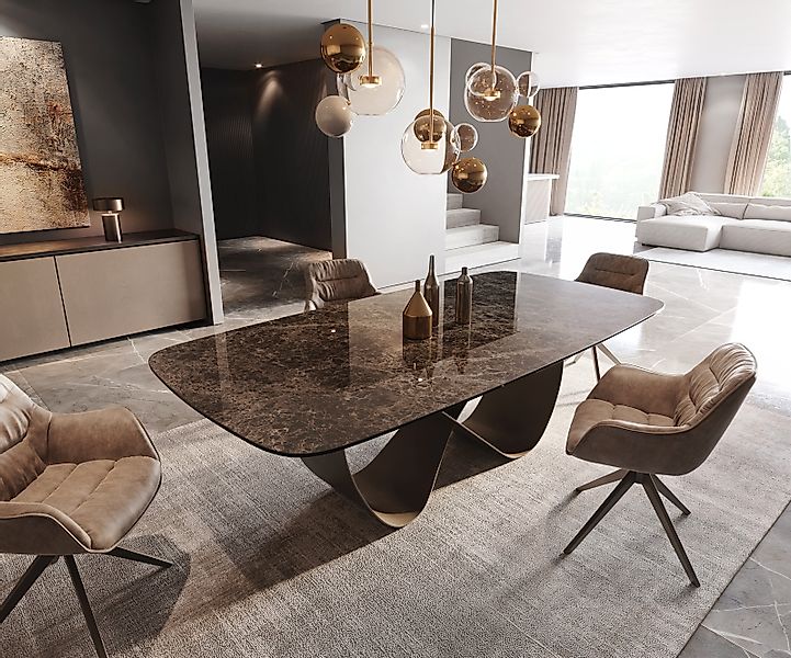 Esstisch Edge Boot 240x120 Keramik Emperador Extra Lucidato Dunkelbraun Inf günstig online kaufen