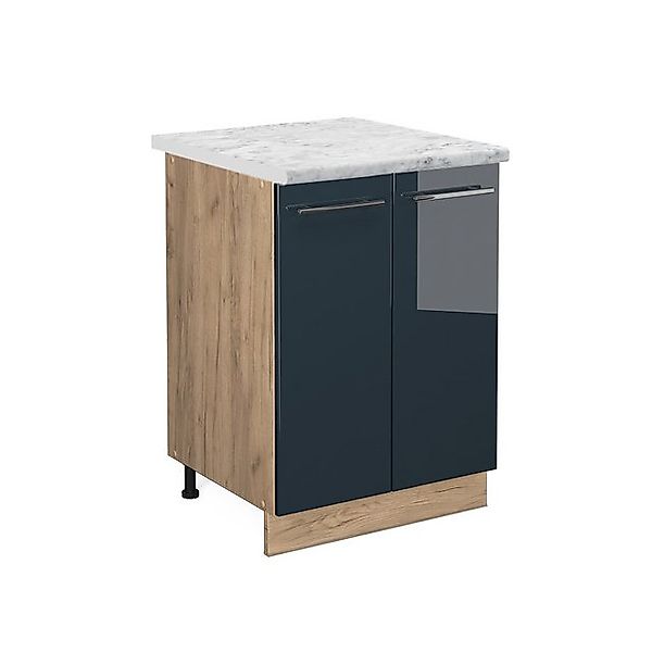 Vicco Küchenunterschrank Fame-Line Dunkelblau Hochglanz/Goldkraft Eiche 60 günstig online kaufen